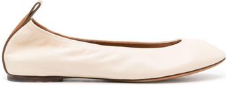 Lanvin round-toe leather ballerina shoes - women - Lamb Skin/Calf Leather/Calf Leather - 36 - Neutrals