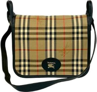 Burberry Pre-owned Nova Check Shadow Horse Schoudertas - Dames - Vintage Schoudertas - Beige - ONE Size - Leer - Vintage