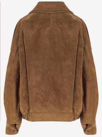 Saint Laurent Womens Leather Jacket Oversized Vintage Brown Split Cowhide