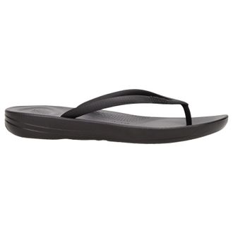 FitFlop Iqushion Rubber Womens Flats Sandals - All Black - Size:UK 6.5