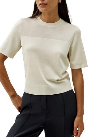 LilySilk Sophisticated Dual-Knit Silk T-Shirt in White at Nordstrom, Size Medium