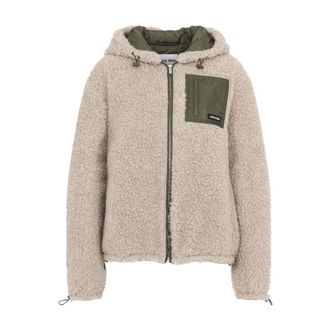 Miu Miu Faux Fur & Shearling Jackets, female, Beige, Size: M Wool Blouson Jacket
