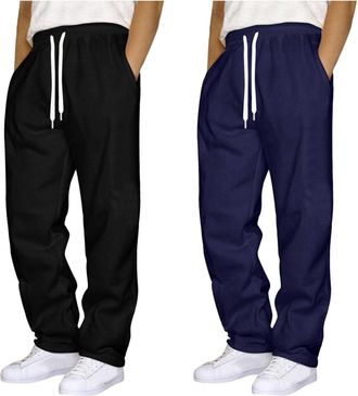 Generic 1/2/3 Pack Joggers for Men UK Tracksuit Jogging Bottoms Fleece blackJoggers Open Hem Sweatpants with Pockets Drawstring Trousers Gym Workout Loose Car