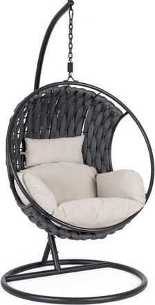 Outdoor Living Silla colgante acero coj&iacute;n negro