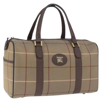 Burberry Pre-owned Vintage Boston Bag - Dames - Vintage Handtas - Beige - ONE Size - Leer - Vintage