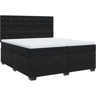 vidaXL Cama Box Spring Con Colch&oacute;n Terciopelo Negro 200x200 Cm Vidaxl