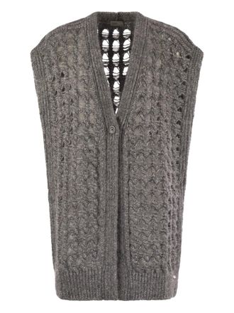 Herno open-work sleeveless cardigan - Grey
