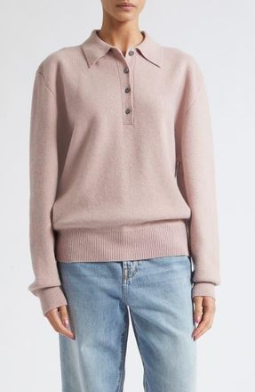 R&oacute;he Compact Moulin&eacute; Polo Sweater in Pink Melange at Nordstrom, Size 42