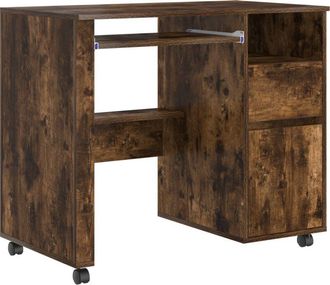 vidaXL Vidaxl - Desk with Wheels Smoked oak 91 x 50 x 77 cm Engineered Wood
