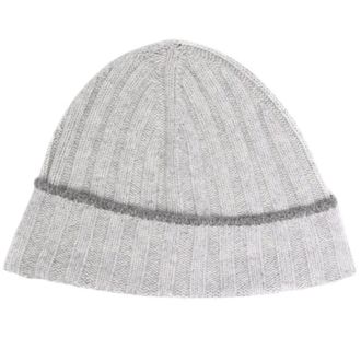 Brunello Cucinelli Cashmere Rib Knit Muts - unisex - Accessoires - Grijs - Maat: L Kasjmier