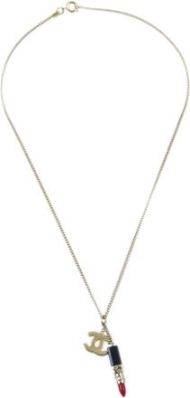 Chanel 2004 CC lipstick-pendant necklace - women - Gold Plated/Rhinestone - One Size