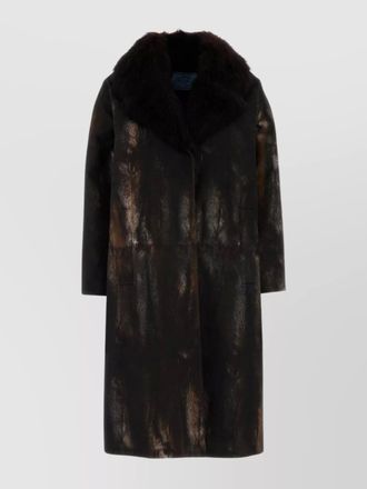 Prada cotton coat with faux fur collar