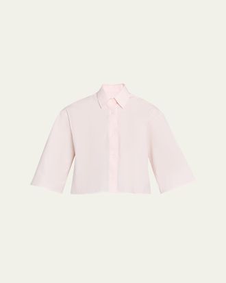 Maria McManus Short-Sleeve Cropped Button-Down Shirt