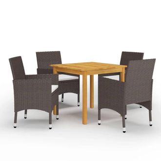 Berkfield Home 5 Piece Garden Dining Set with Cushions Brown