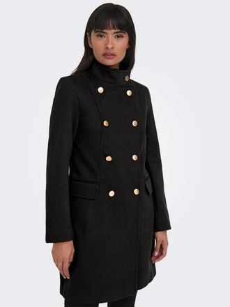 Only Kurzmantel ONLY ONLMOLLY FITTED COAT CC OTW, Damen, Gr. XS, schwarz, Web, Obermaterial: 100% Polyester, unifarben, regular fit, M&auml;ntel Kurzmantel