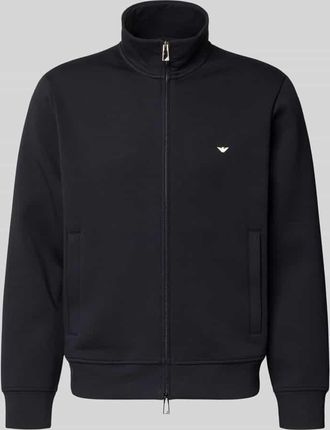 Emporio Armani Regular Fit Sweatjacke mit Logo-Stitching in Marine, Gr&ouml;&szlig;e XXL