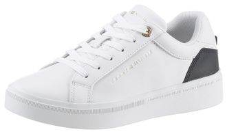 Tommy Hilfiger Plateausneaker TOMMY HILFIGER ELEVATED ESSENTIAL COURT SNEAKER, Damen, Gr. 36, bunt (wei&szlig;, dunkelblau), Leder, Schuhe Plateausneaker, mit Kontrastbesa