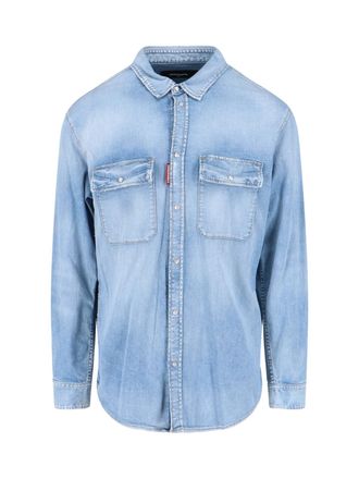 Dsquared2 Logo Shirt - Light Blue Denim