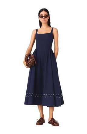 Maje Flared midi dress in Navy at Nordstrom, Size 42 Eu
