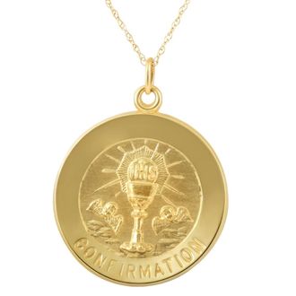 Pompeii3 14k Yellow Gold Confirmation Medal Pendant 1 Tall 3.5 Grams