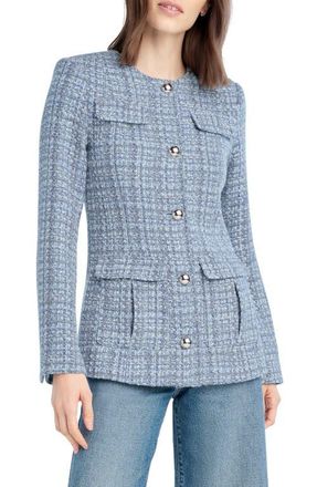 Favorite Daughter The Spencer Tweed Jacket in Sky Blue Tweed at Nordstrom, Size Xx-Small