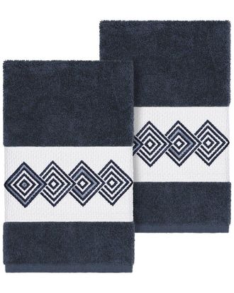 Linum Home Textiles 100% Turkish Cotton Noah 2Pc Embellished Hand Towel Set