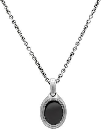 John Varvatos Mens Artisan Hematite Pendant Necklace in Silver at Nordstrom, Size 24