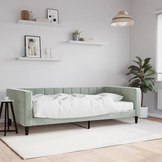 vidaXL Sof&aacute; Cama Con Colch&oacute;n Terciopelo Gris Claro 100x200 Cm Vidaxl