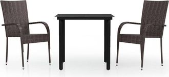 vidaXL Juego De Comedor De Jard&iacute;n 3 Piezas Marr&oacute;n Y Negro Vidaxl