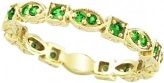 Allurez Emerald Eternity Stackable Ring Anniversary Band 14k Yellow Gold (0.47ct)