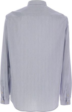 Valentino Mens Light Blue Cotton Shirt With Striped Motif