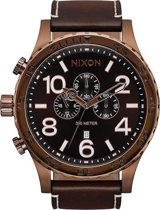 Nixon 51-30 Chrono Leather Mens Watches Chocolate/Dark Roast/Brown, Leather/Stainless Steel/Steel
