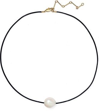 LADY GREY Freshwater Pearl Leather Cord Necklace in Gold/Black at Nordstrom