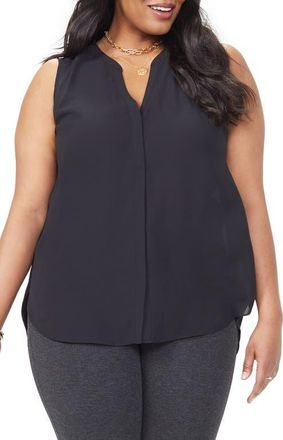 NYDJ Print Sleeveless Pleat Back Top in Black at Nordstrom, Size 0X