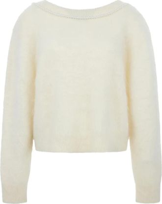 Bernadette Solene trui verfraaid met parels - Beige