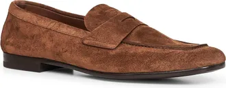 Prada Mens Cocoa Suede Loafers Brown Calf Leather