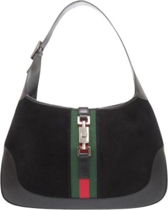 Gucci Pre-owned Suede gucci-bags - Dames - Vintage Schoudertas - Zwart - ONE Size - Leer - Vintage