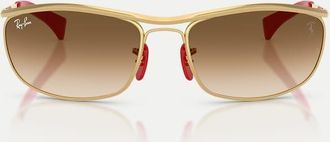 Ray-Ban Rb3819m Scuderia Ferrari Collection - Occhiali da sole ovali color oro con lenti marroni
