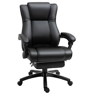 Carter's Vinsetto Executive Home Office Chair Swivel High Back Recliner PU Leather Ergonomic Chair - with Footrest - Wheels - Adjustable Height - Black Recline