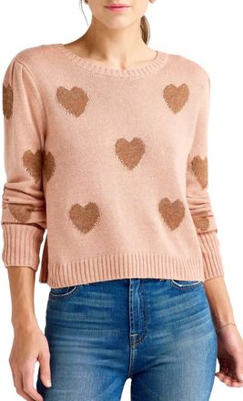 Splendid Annabelle Heart Sweater In Champagne/copper