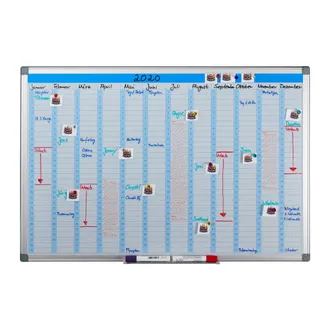 Relaxdays Whiteboard Planner, Mensile, Lavagna Magnetica, Cancellabile, Bacheca, Portapennarelli, 60 X 90 Cm, Bianca - Relaxdays