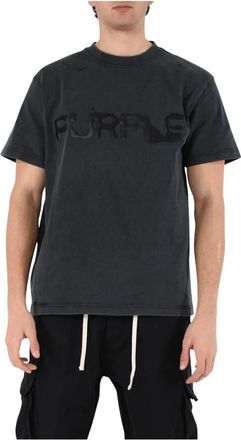 Purple T-Shirts, male, Black, Size: S Cotton T-shirt in Black Jersey