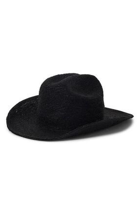 Brixton Odessa Packable Straw Cowboy Hat in Black at Nordstrom, Size X-Small
