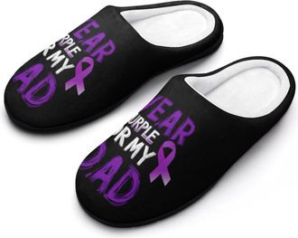Generic Pancreatic Cancer Awareness Slippers Men Winter Warm Cotton Anti-Slip Indoor Slip-Ons House Shoes