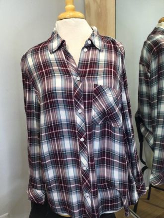 Beach Lunch Lounge Womens Charley Plaid Button Down Shirt In Parfait & Berries