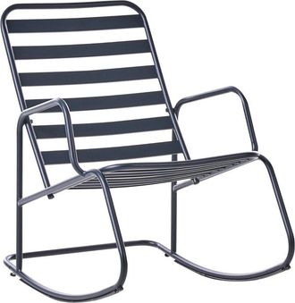 Beliani Sedia a dondolo da giardino moderna in metallo Design a doghe per esterni Alluminio Nero Turi