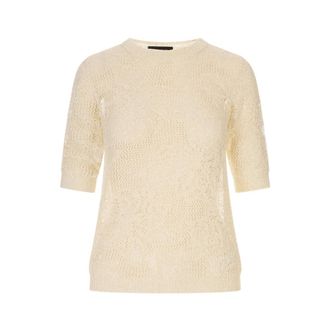 Fabiana Filippi Round-neck Knitwear, female, White, Size: XS Sweater in Micro Sequins