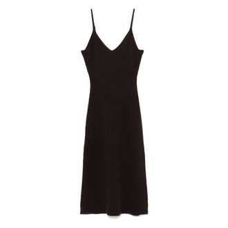 Officine G&eacute;n&eacute;rale Donkere Koffie Merino Wol Jurk - Dames - Kleedjes - Bruin - XS - Wol - Kleedjes