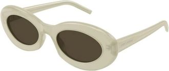 Saint Laurent Ovale Zonnebril - Dames - Zonnebrillen - Beige - 52 MM - Nylon - Accessoires
