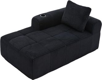 Urban Meuble Chaise longue modular de pana con portavasos